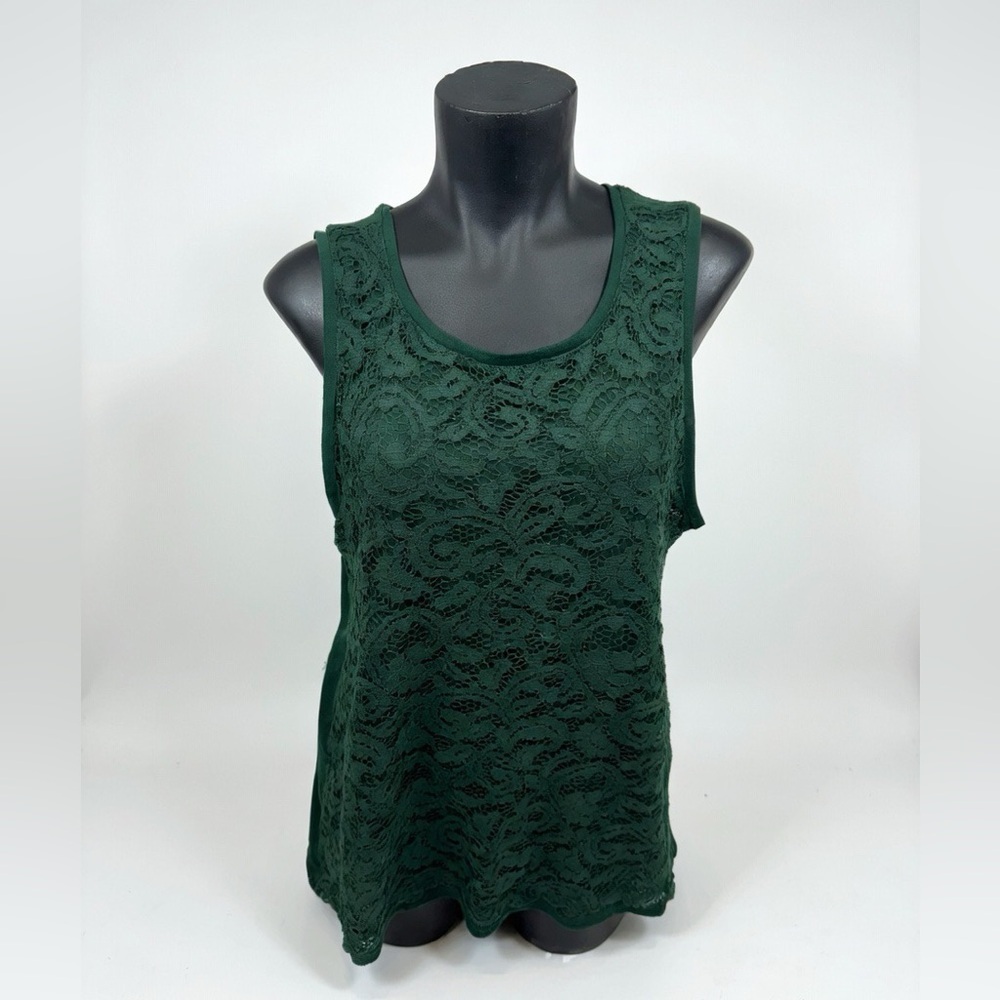 Joe Fresh Dark Green Lace Tank